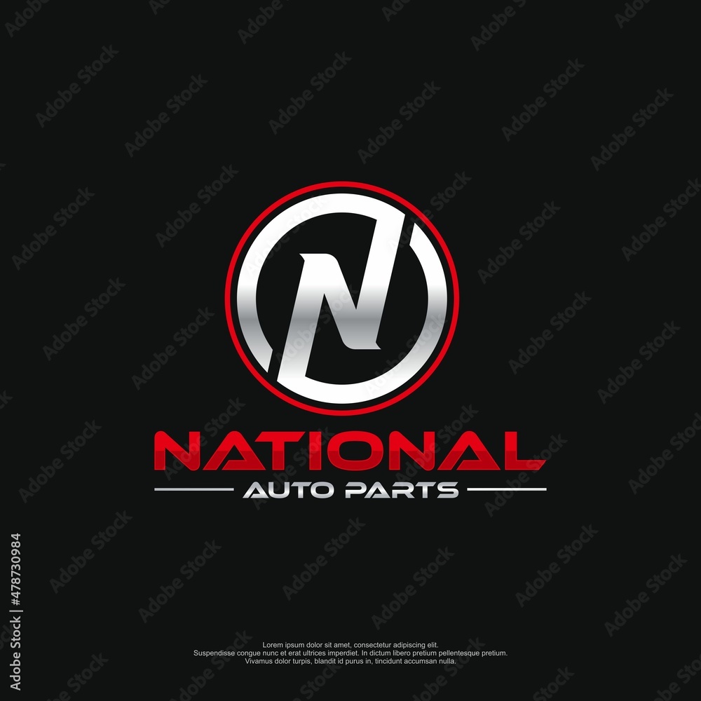N initial logo with black and red color N initial logo with black and red color