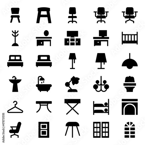Glyph icons for furniture.