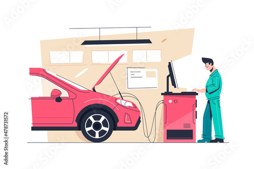 Man mechanic work on car service station