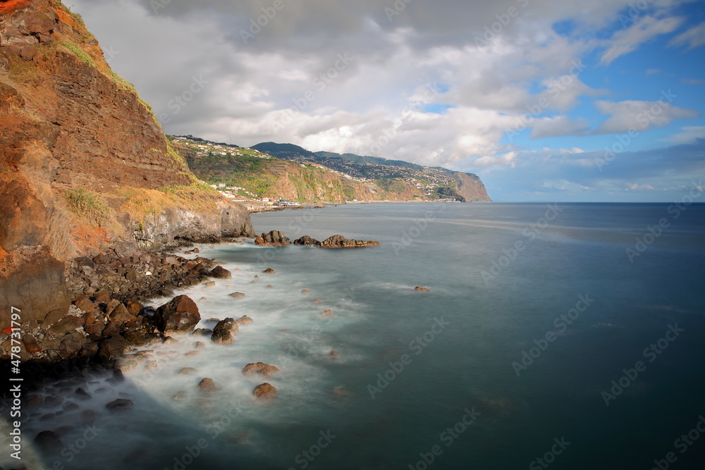 The South coast of Madeira Island, Portugal, viewed from Ponta de Sol towards the East