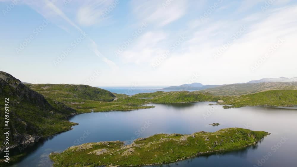 Aerial shot of a beautiful Northern Norwegian oceanscape Aerial shot of a beautiful Northern Norwegian oceanscape