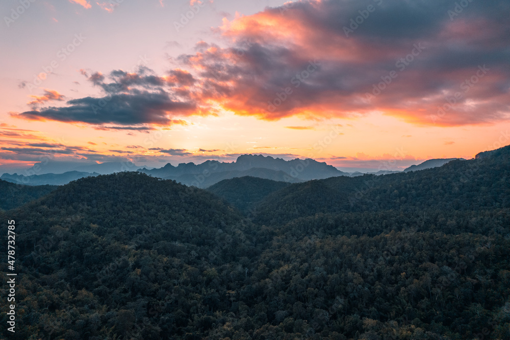 sunset scenery mountains and evening sky