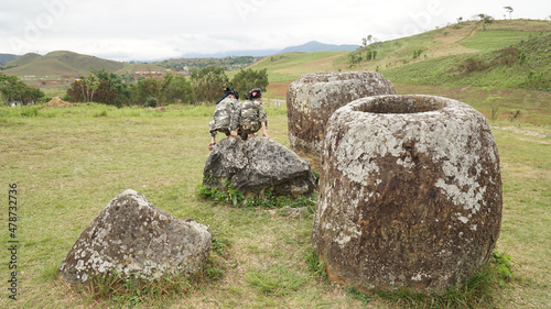 The Plain of Jars in Central Laos. photo