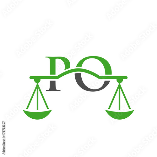 Law Firm Letter PO Logo Design. Lawyer, Justice, Law Attorney, Legal, Lawyer Service, Law Office, Scale, Law firm, Attorney Corporate Business PO Initial Letter Logo Template