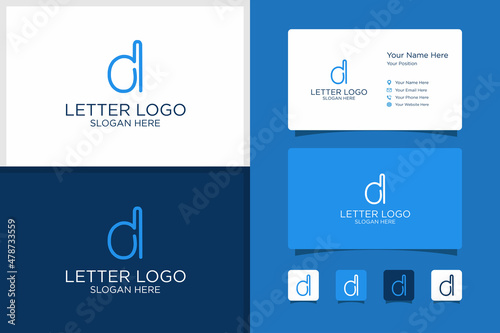 letter D design logo and business card template. premium vector