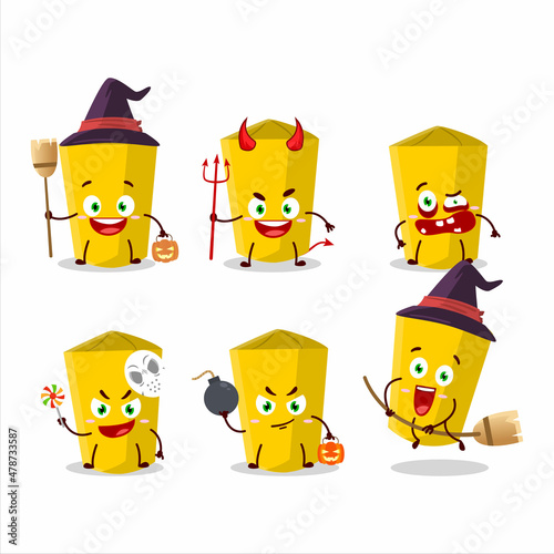 Billede på lærred Halloween expression emoticons with cartoon character of yellow chalk
