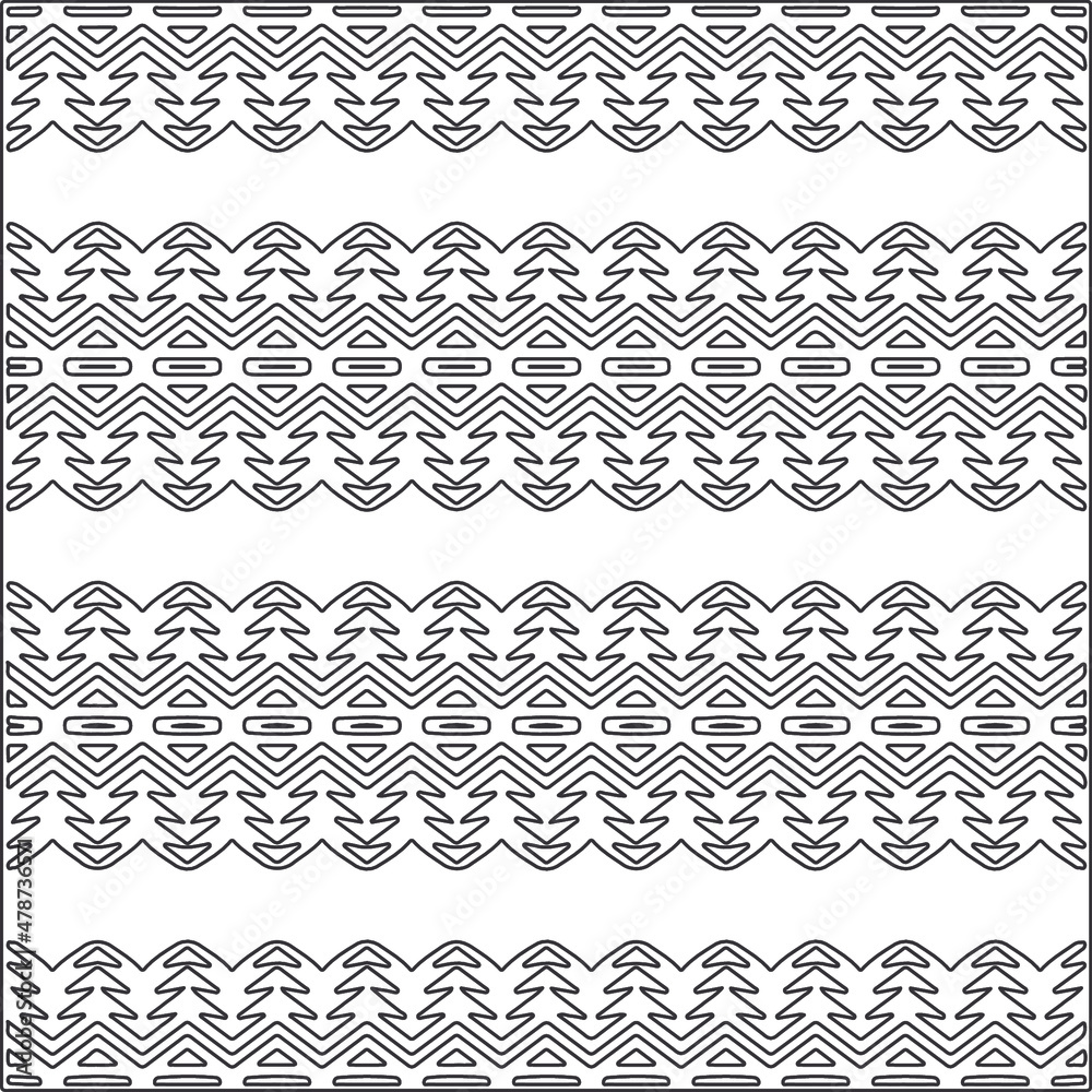 Vector ethnic pattern with symmetrical elements . Repeating geometric tiles from striped elements.Monochrome texture.Black and white pattern for wallpapers and backgrounds. Vector ethnic pattern with symmetrical elements . Repeating geometric tiles from striped elements.Monochrome texture.Black and white pattern for wallpapers and backgrounds.