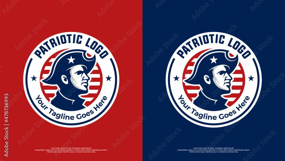 Patriotic logo with badge style red and blue
