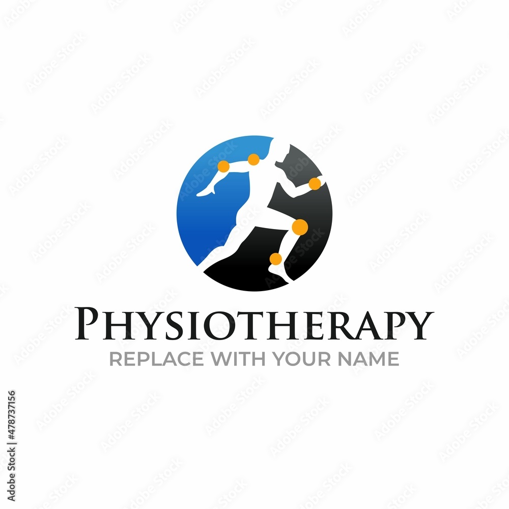Physiotherapy logo with a circle icon and joint point