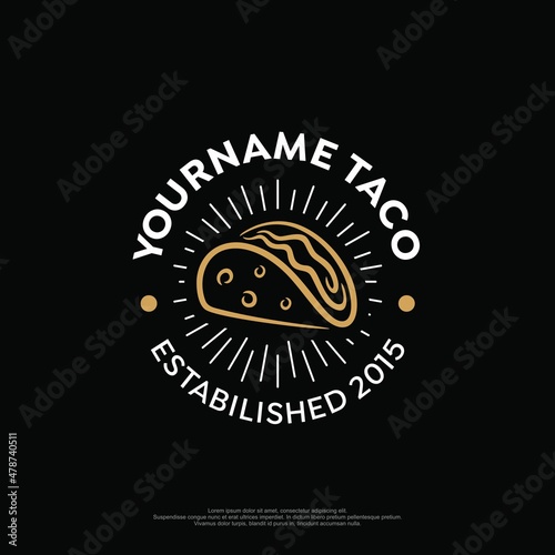 Taco logo with badge style and black background