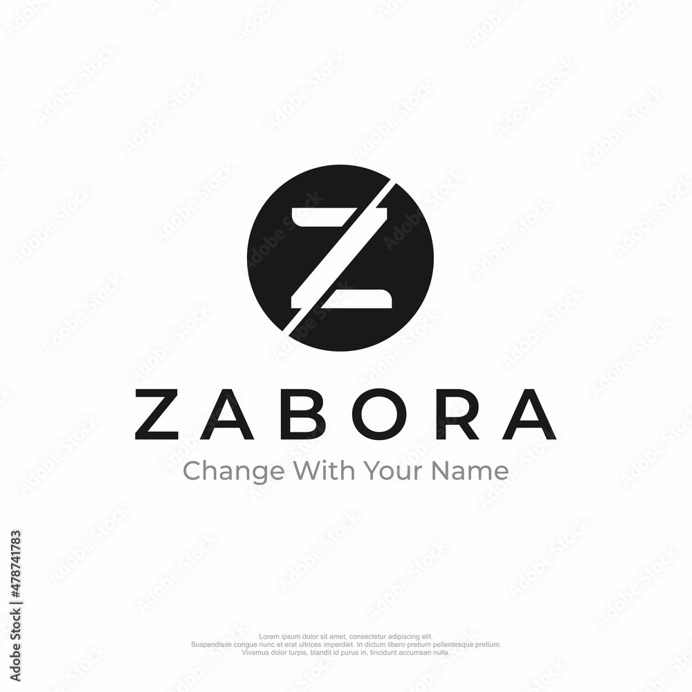 Z initial logo with black and white circle Z initial logo with black and white circle
