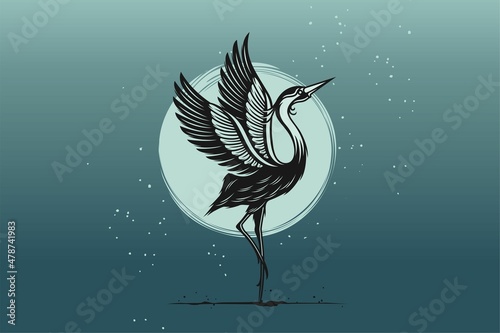 vector illustration heron photo