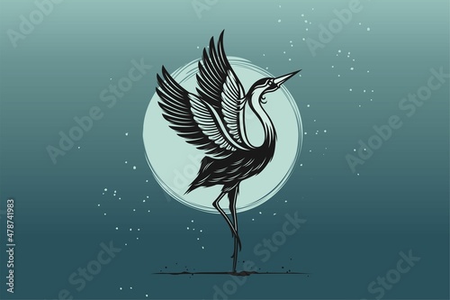 vector illustration heron