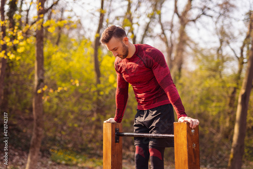 Man working out outdoors