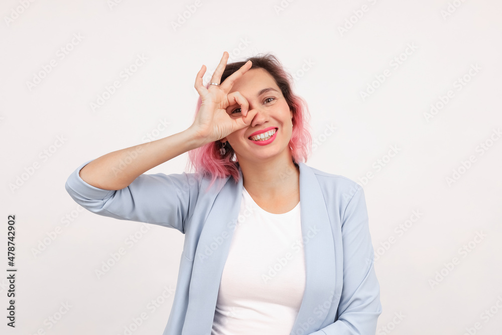 Ambitious corporate woman shows a Ambitious corporate woman shows a