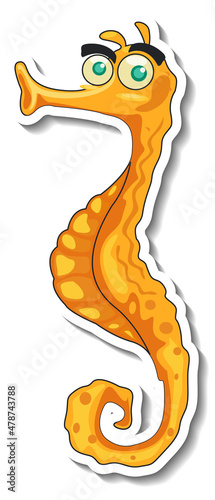 Seahorse animal cartoon character sticker