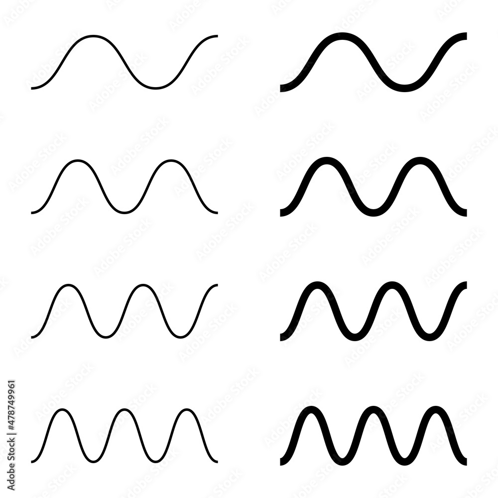 Vetor do Stock Simple sine wave drawing. One, two, three and four