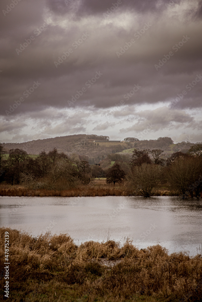Dark clouds over lake in the UK winter Dark clouds over lake in the UK winter