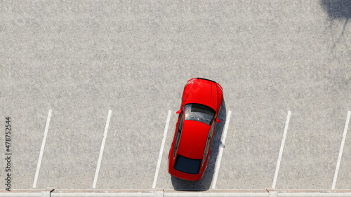 Empty parking lots, aerial view. 3D realistic Rendering