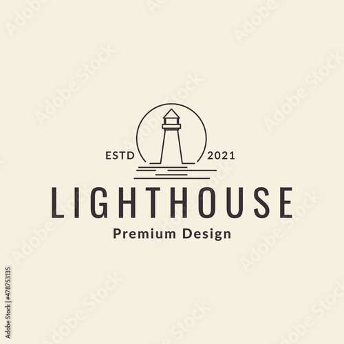 line hipster lighthouse logo design vector graphic symbol icon illustration creative idea