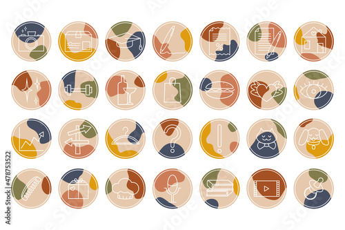 Set of Instagram Highlights. Vector Trendy Covers for Stories.