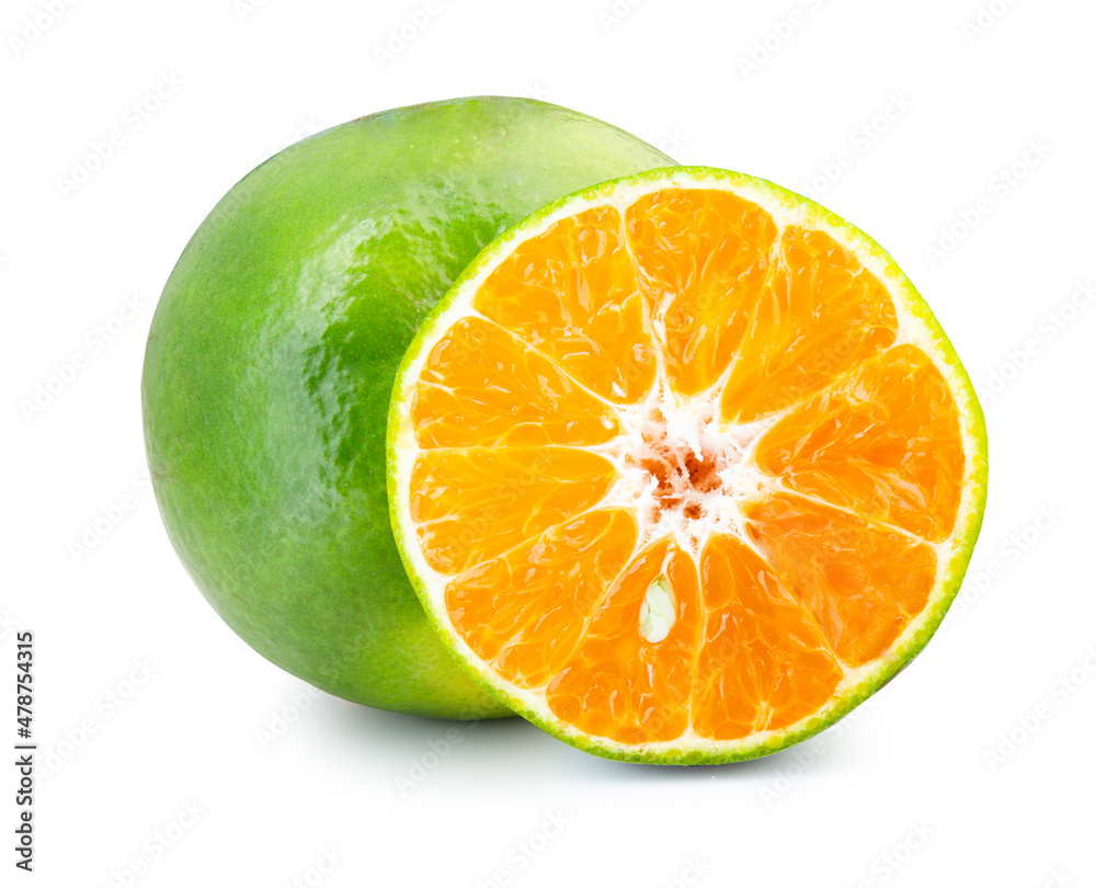 Green Orange fruit isolated on white background Green Orange fruit isolated on white background