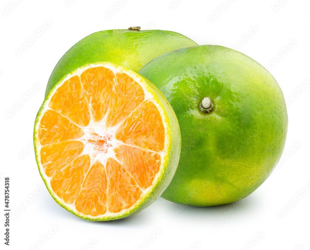 Green Orange fruit isolated on white background Green Orange fruit isolated on white background