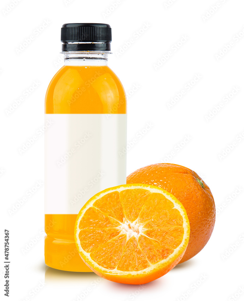 orange fruit and orange juice in bottle white glass and ice isolated on white background orange fruit and orange juice in bottle white glass and ice isolated on white background