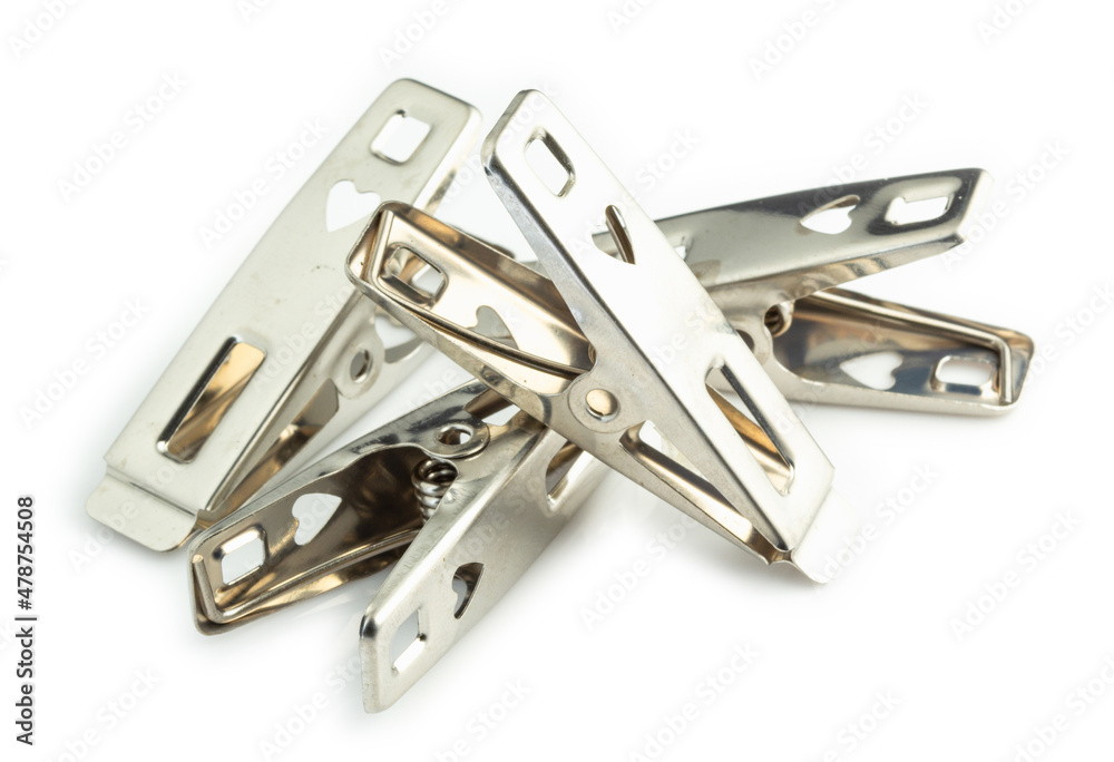 Clothespin Stainless isolated on white background Clothespin Stainless isolated on white background