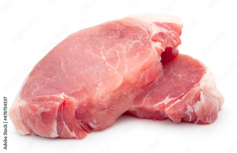 fresh pork isolated on white background