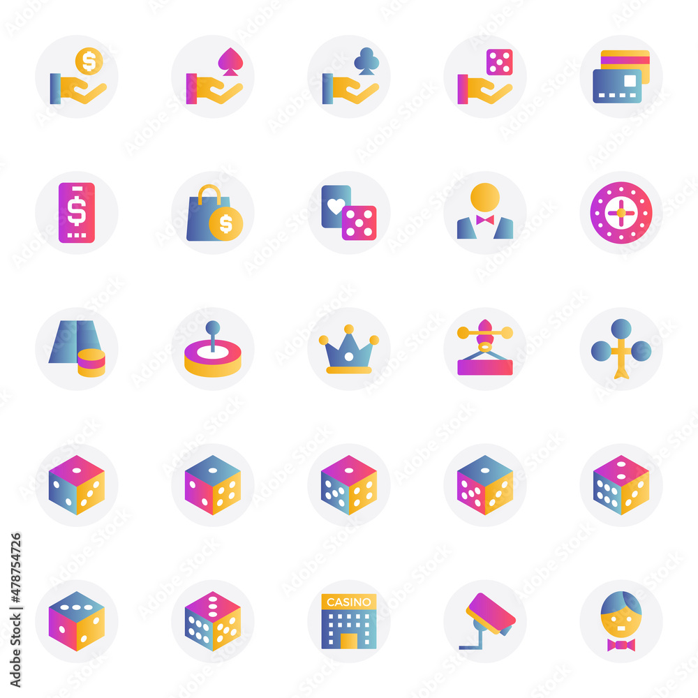 Gradient color icons for gambling.