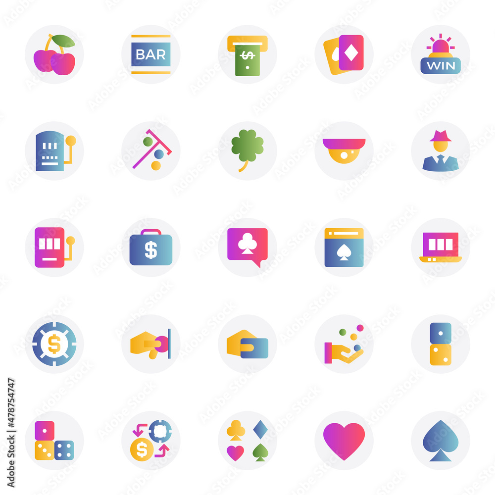 Gradient color icons for gambling.
