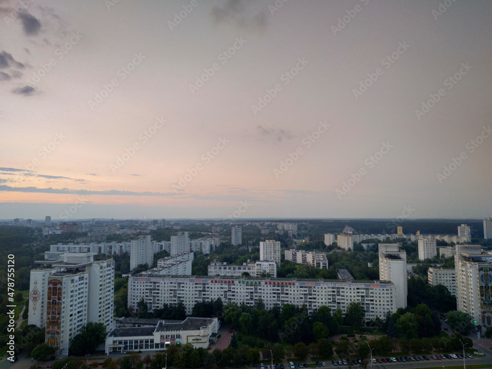 Mensk, Belarus sunset over the city