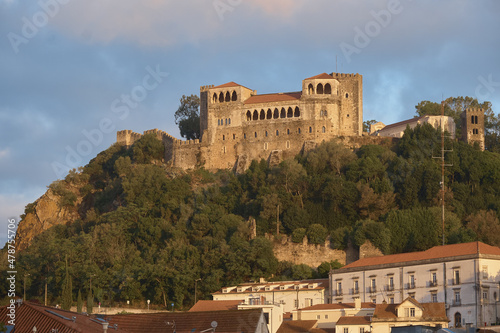 Medieval Leiria Castle built on top of a hill in Leiria, Portugal