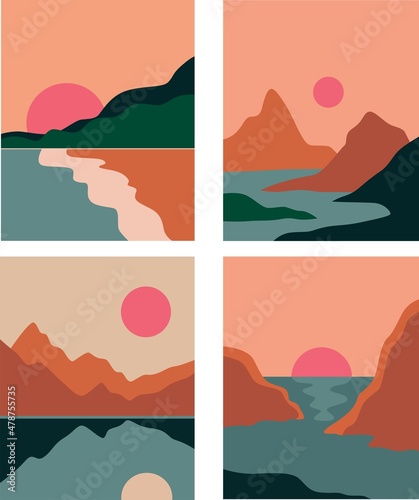 set of banners with mountains © Sergey