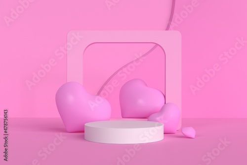 Abstract minimal scene,pink color design for cosmetic or product display podium 3d render. © sister