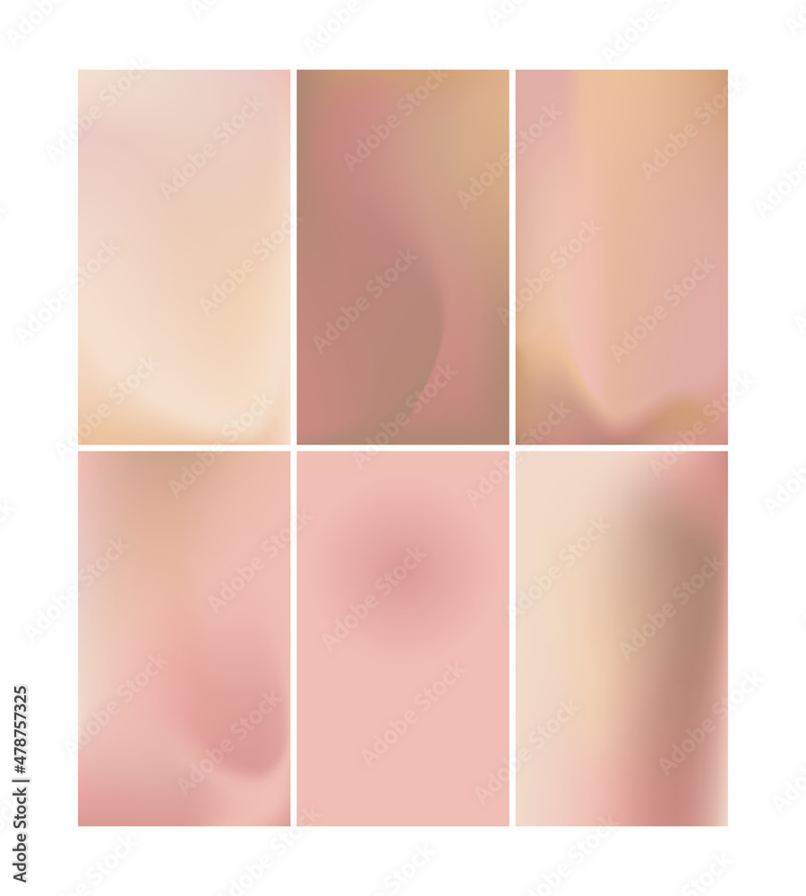 Fototapeta premium Set of vertical beige gradient vector backgrounds.