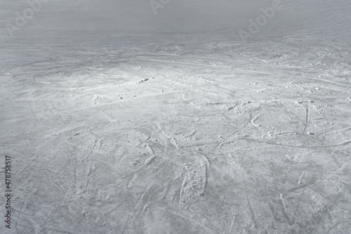 Photography textured ice surface in winter. ice skating on the ice rink