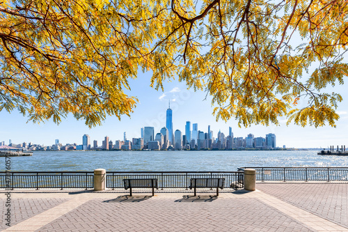 Lower Manhattan skyline in autumn season, New York City, USA 