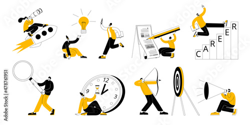 Foto A set of vector characters on the subject of various areas of work in the company