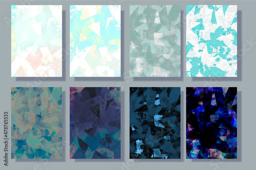 幻想的な水彩の水色テクスチャ背景セット
