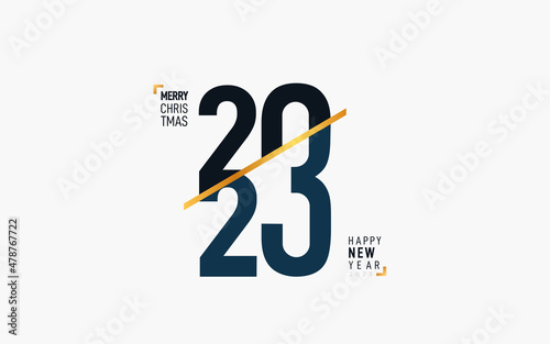 Logo design 2023 Happy New Year. New Year 2023 trend text design. Vector template for banner, web, social network, cover and calendar. Flat sign 2023 isolated on white background