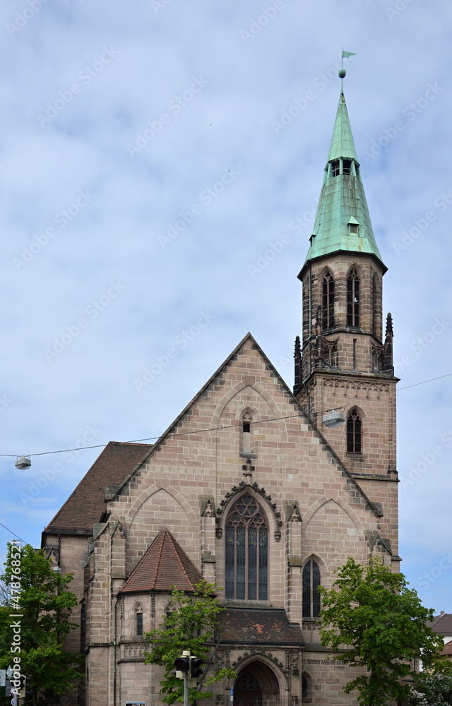 Historische Kirche in der Altstadt von Nürnberg, Franken, Bayern