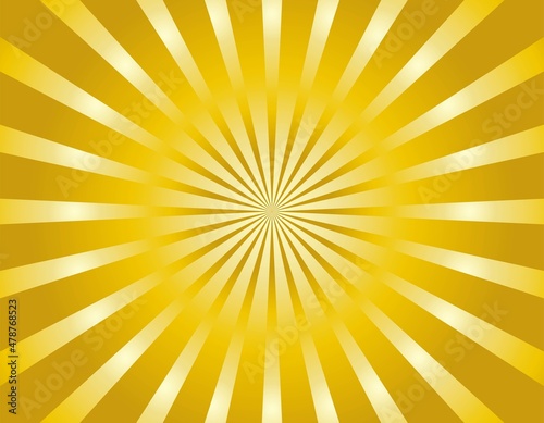 金色に輝くグラデーションの集中線