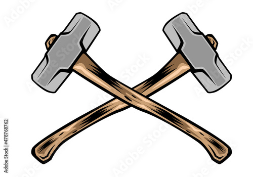 Vintage crossed hammer illustration