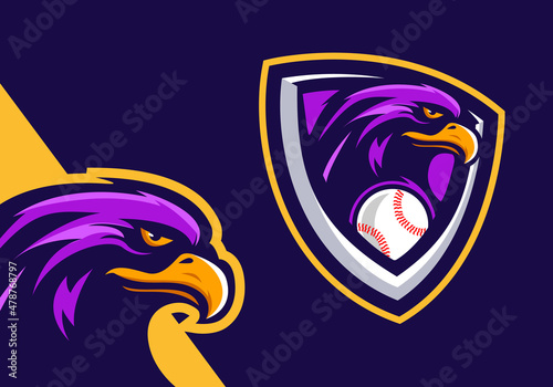 Baseball eagle badge logo