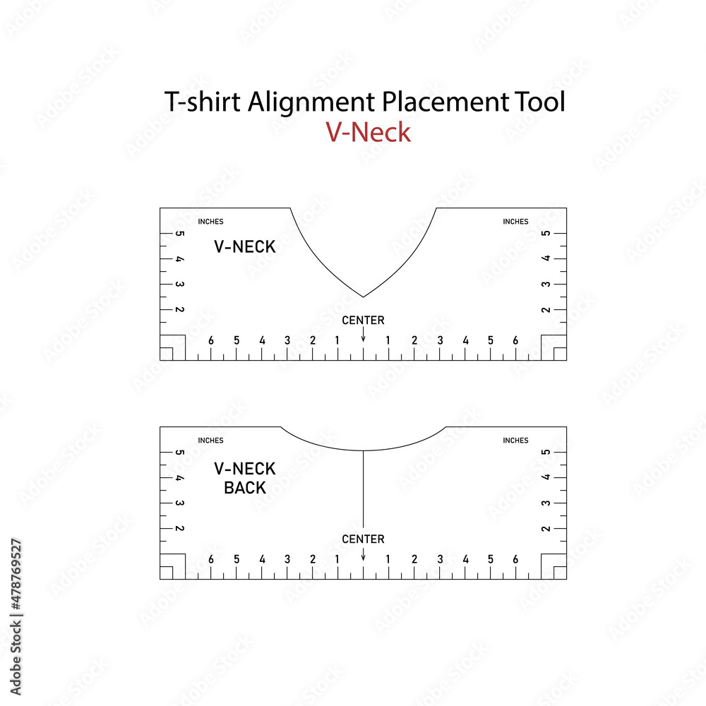 T shirt Ruler Bundle. Tshirt Alignment Placement Tool VNeck front