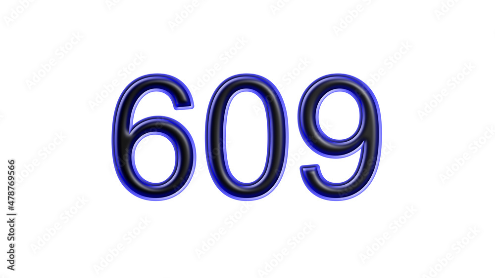blue 609 number 3d effect white background blue 609 number 3d effect white background