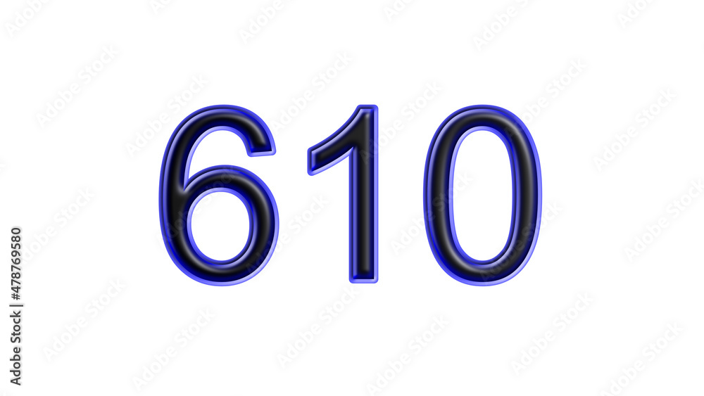 blue 610 number 3d effect white background blue 610 number 3d effect white background