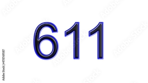 Free Download blue 611 number 3d effect white background - GFXLoad